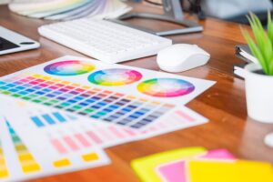 Person looking at design templates.