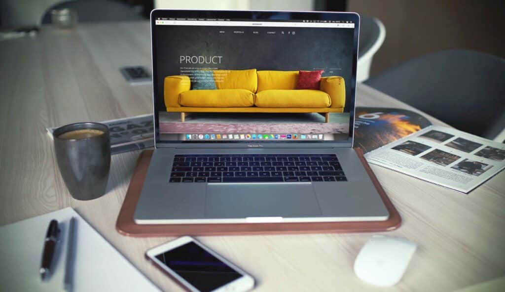Laptop with a landing page open