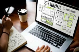 Someone wireframing a website interface