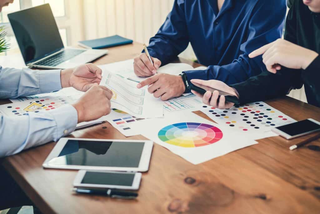People picking a color scheme for a website