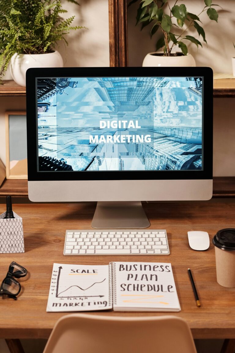 A computer showcasing "Digital Marketing" from Florida Digital Marketing Services